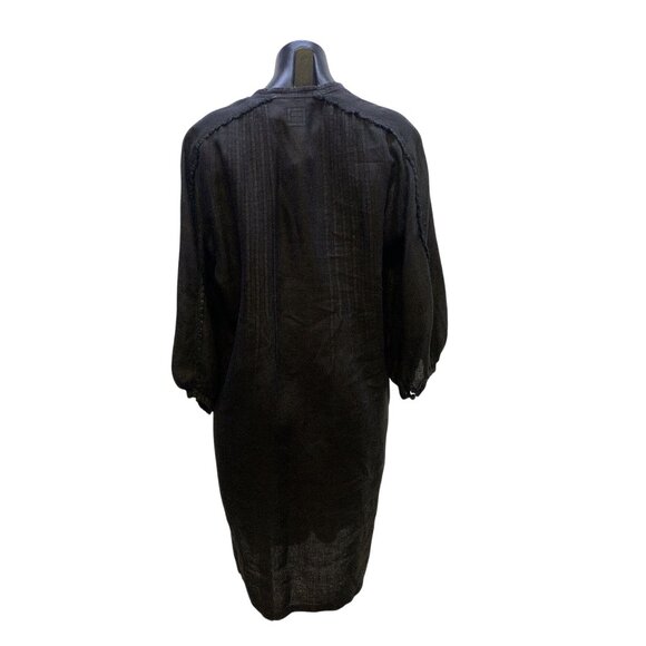120% Lino Black Linen Tunic Dress w/Pintuck Design Size M - Picture 2 of 6